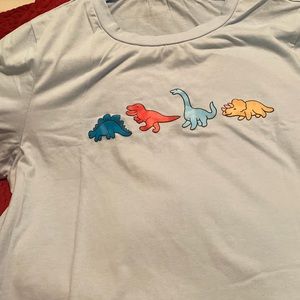 Cartoon Dinosaur Print Round neck tee.